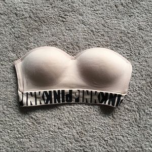 Pink strapless push-up bra